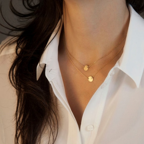 Double Layer Clip Circle Necklace choker - Picture 3 of 4